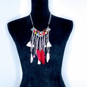 #J30 Silver Fashion Necklace with Feathers